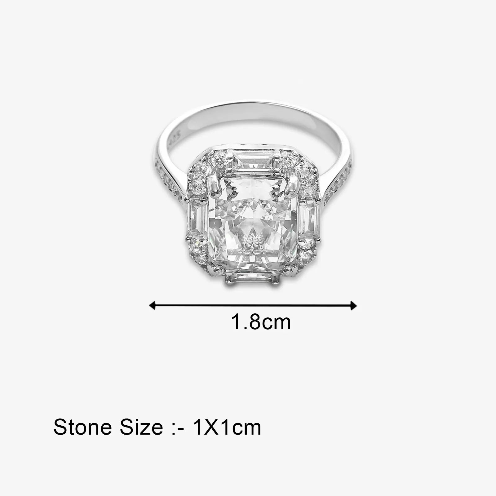 White Princess Cut Silver Ring - Tweov Jewels