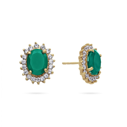 Pure Silver Jewellery Sets - Royal Emerald Earrings With CZ Pendant Set - Tweov Jewels