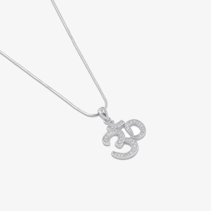 CZ Studded Silver Om Pendant Chain - Tweov Jewels