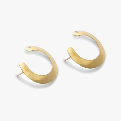 Pure Silver Earrings - Stylish Gold Finish C-Hoops