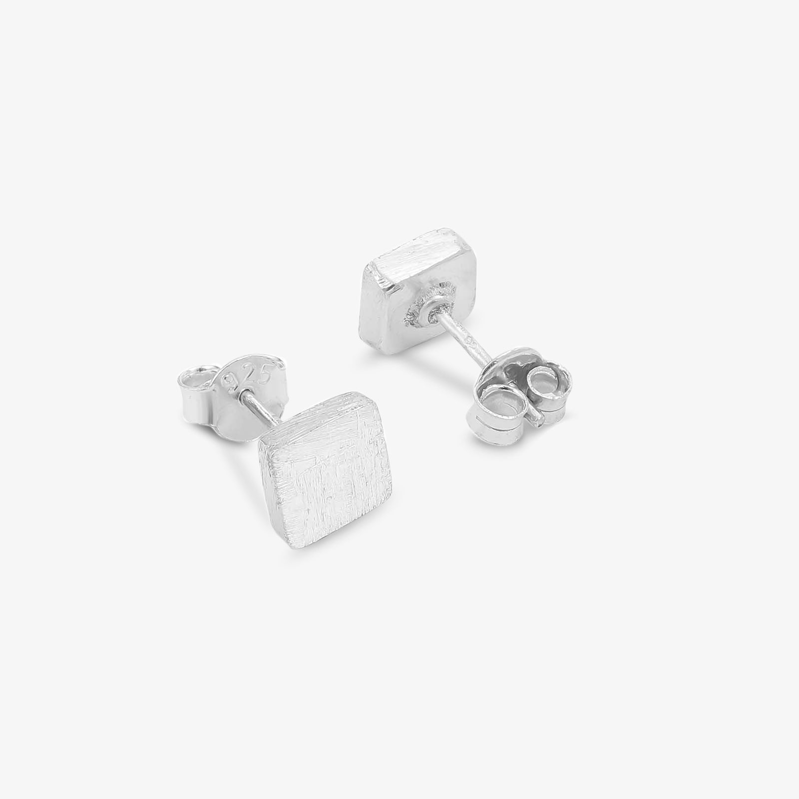 Square Shaped Silver Stud Earrings - Tweov Jewels
