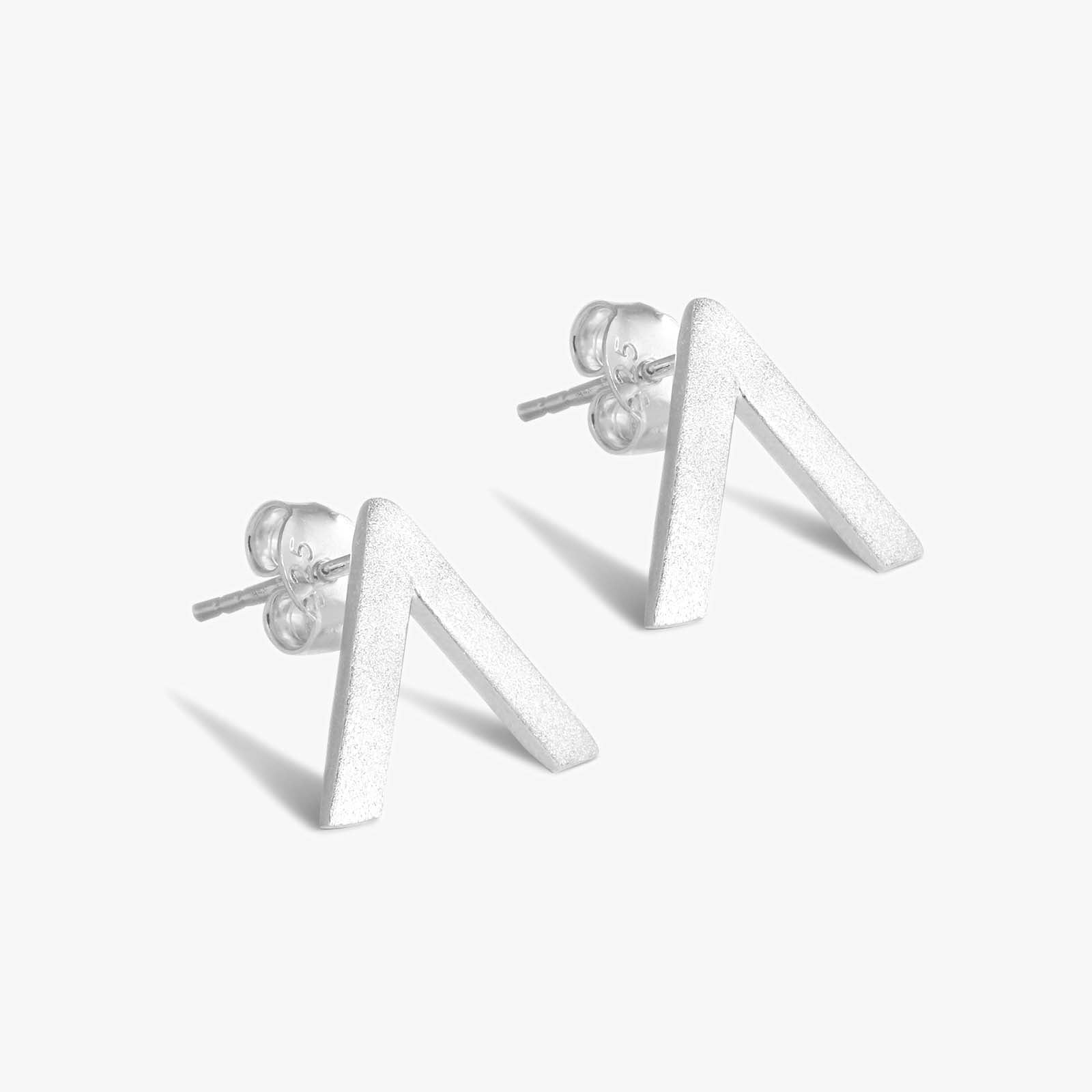 V Shaped Silver Stud Earrings - Tweov Jewels