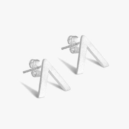 V Shaped Silver Stud Earrings - Tweov Jewels