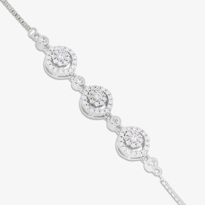 Triple Floral Silver Chain Bracelet - Tweov Jewels