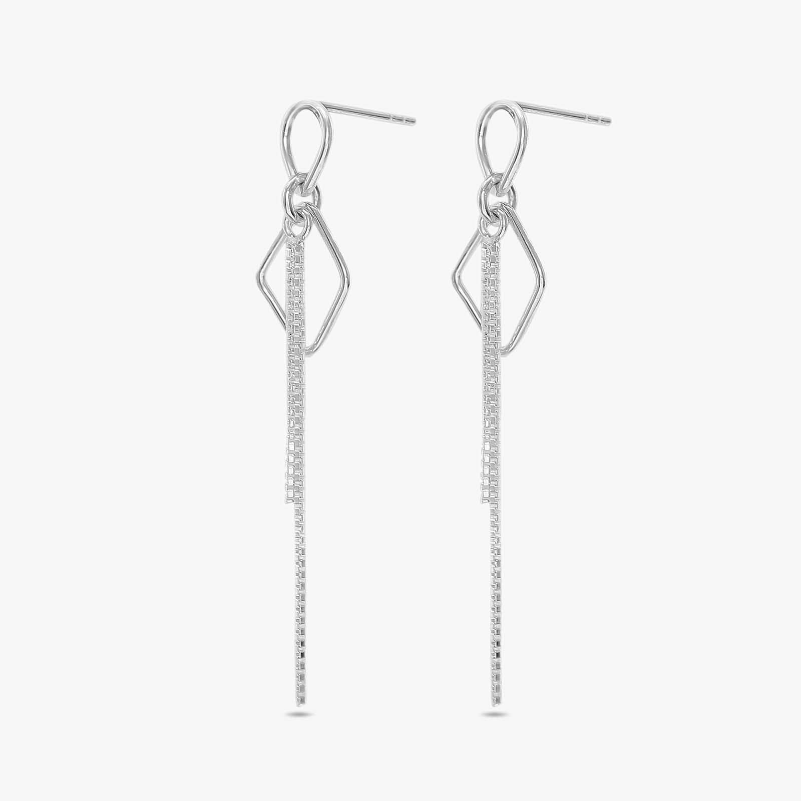 Sleek Threader Chain Design Silver Earrings