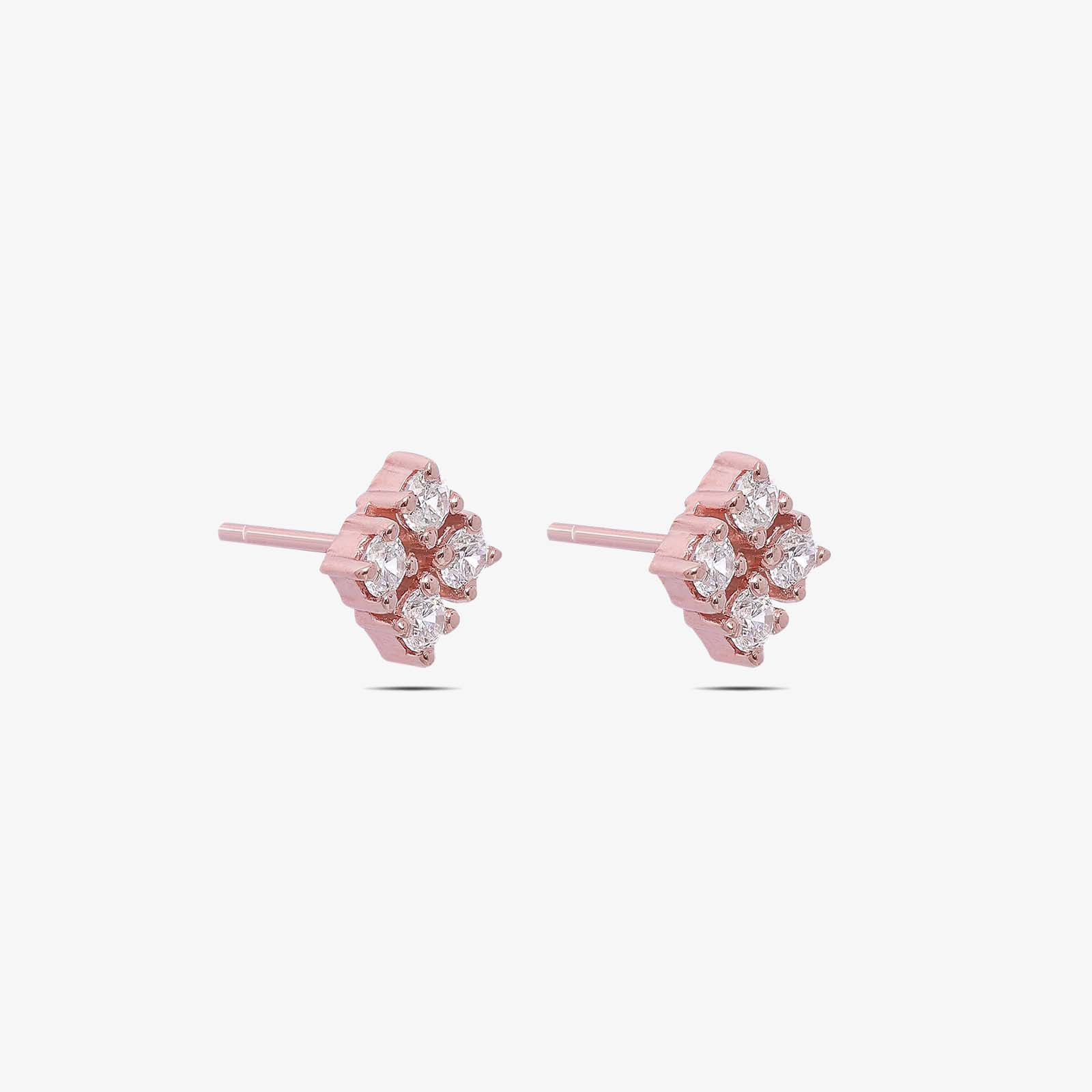 Rose Gold Square Designer Silver Stud Earrings