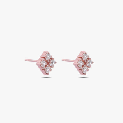 Rose Gold Square Designer Silver Stud Earrings