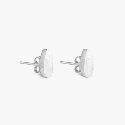 Pure Silver Stud Earrings - Dew-kissed Scratch Finish Model