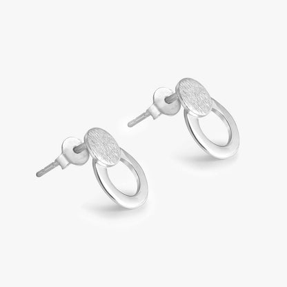 Round Scratch Silver Stud Earrings
