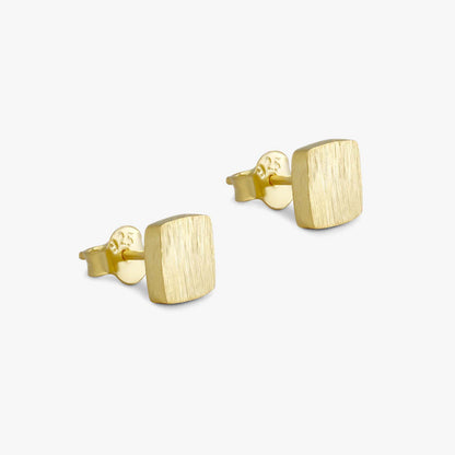 Pure Silver Stud Earrings - Gold Plated With Modern Cubes