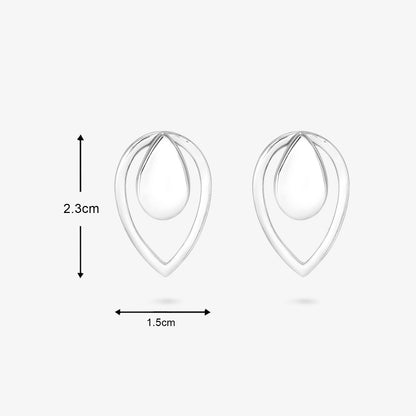 Pure Silver Earrings - 2 in 1 Dew Drop Model With Silver Finish