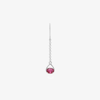 Pure Silver Earrings - Dazzling Ruby Silver Drop Model