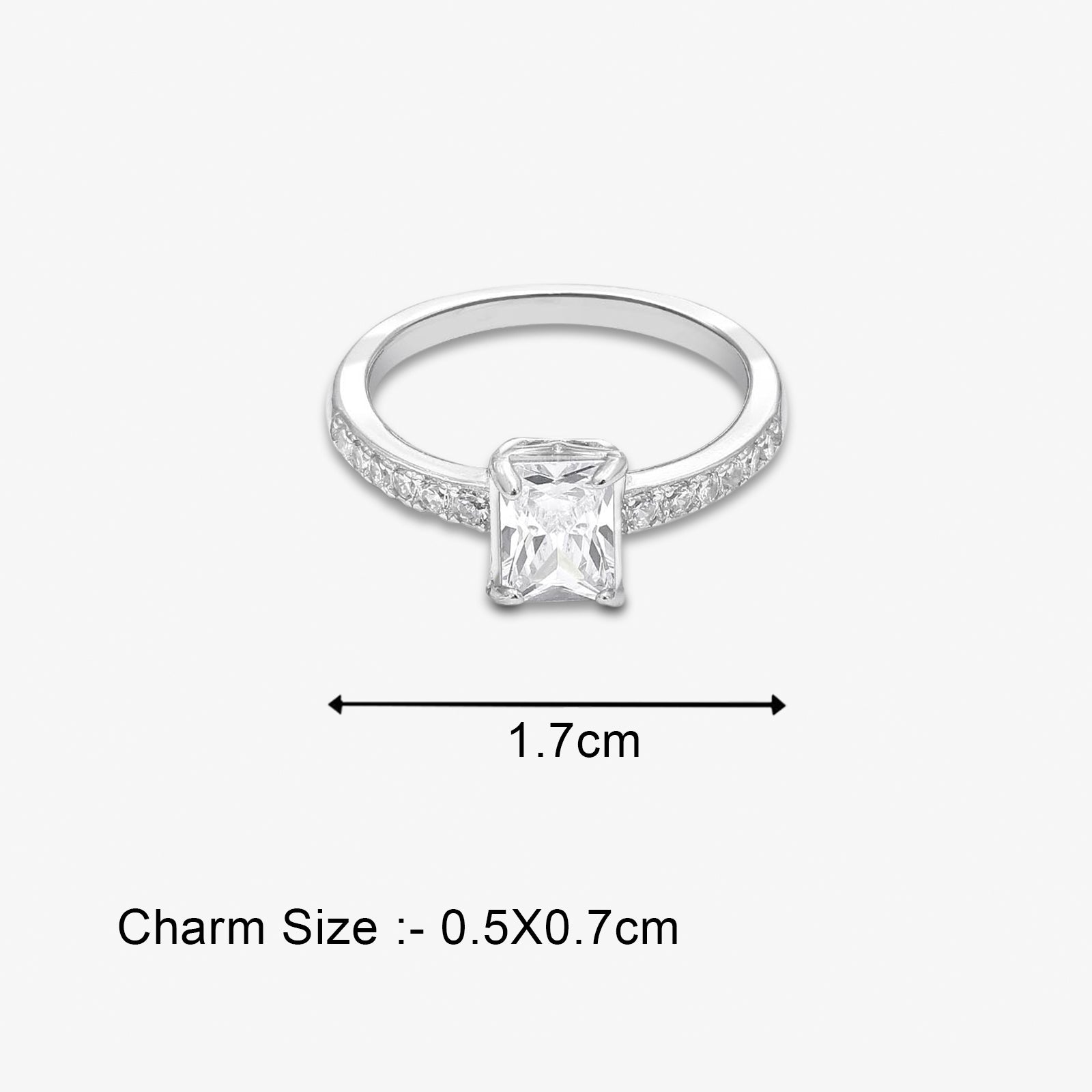 Pure 925 Silver Ring - Timeless Square Crystal Ring