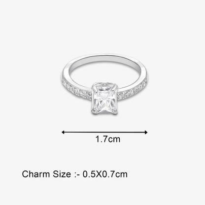 Pure 925 Silver Ring - Timeless Square Crystal Ring