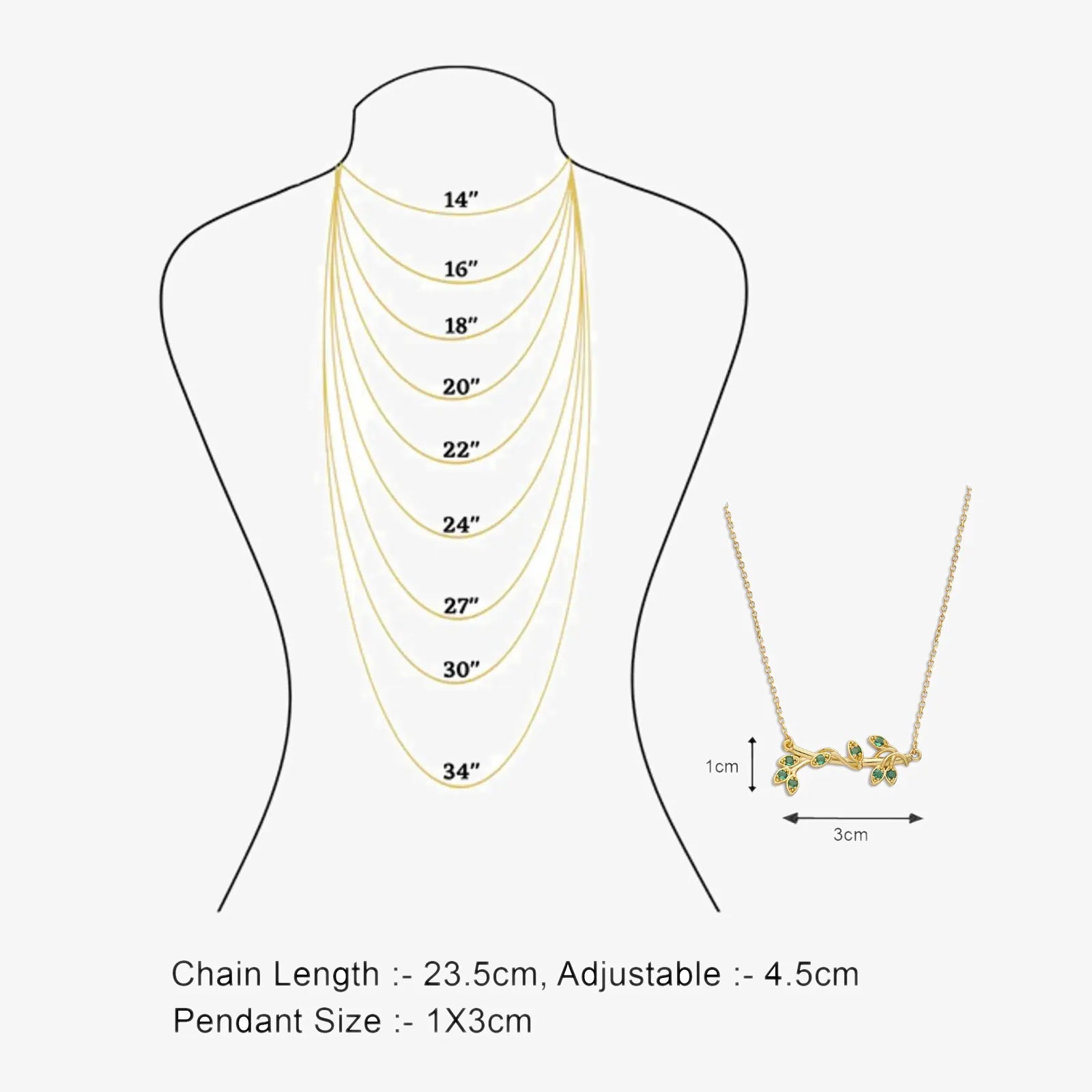 Gold Plated Emerald Leaf Silver Necklace - Tweov Jewels