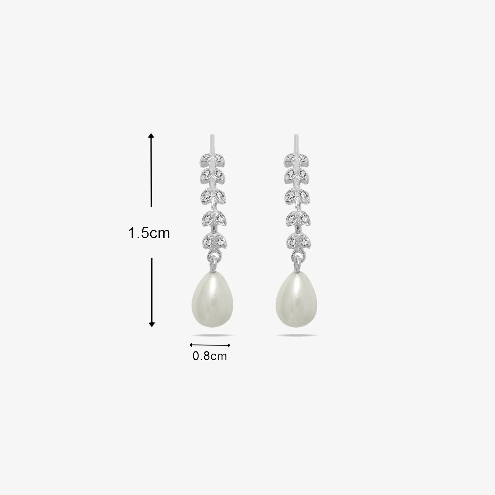 CZ Long Silver Pearl Earrings - Tweov Jewels