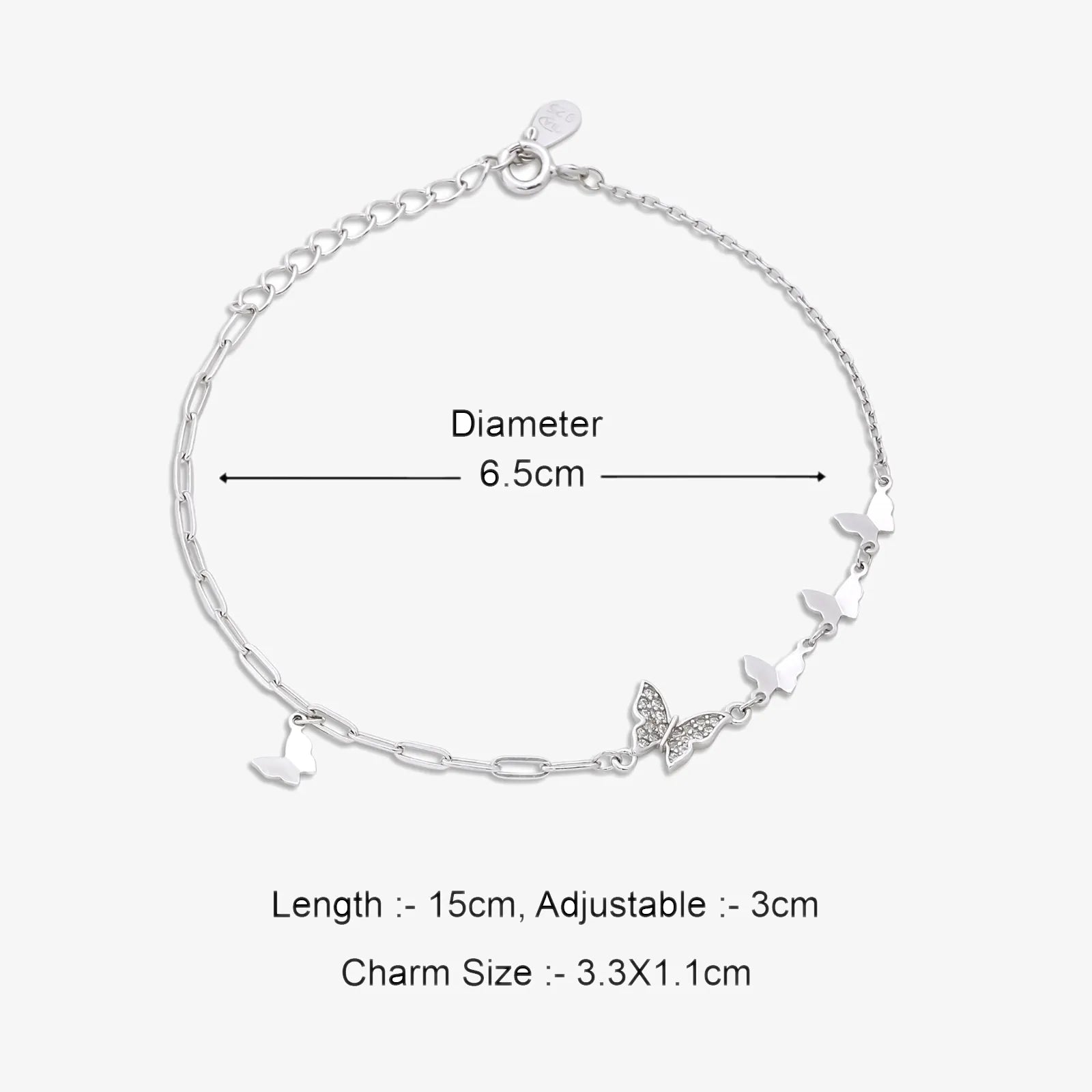 CZ Butterfly Silver Bracelet