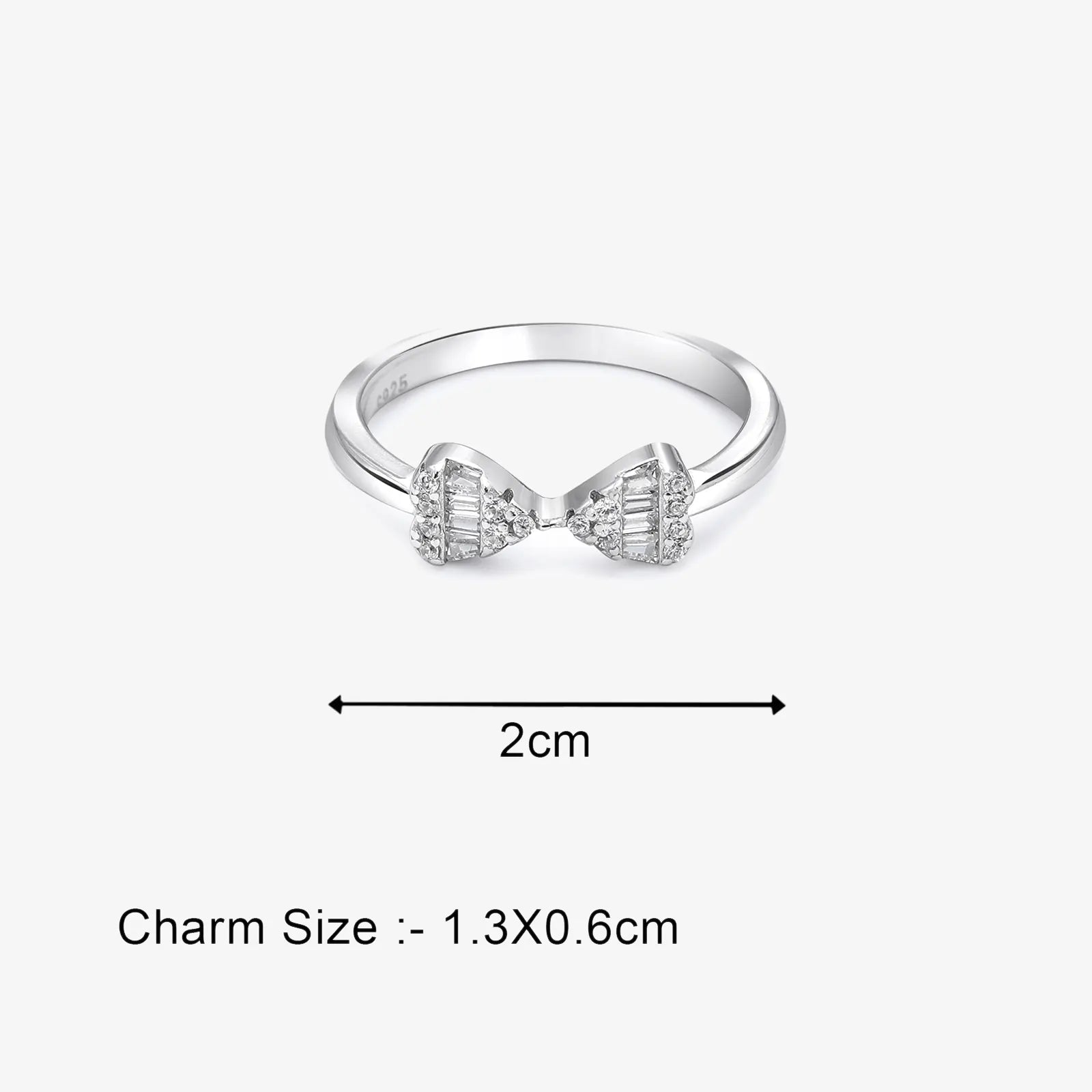 Silver CZ Bow Ring - Tweov Jewels