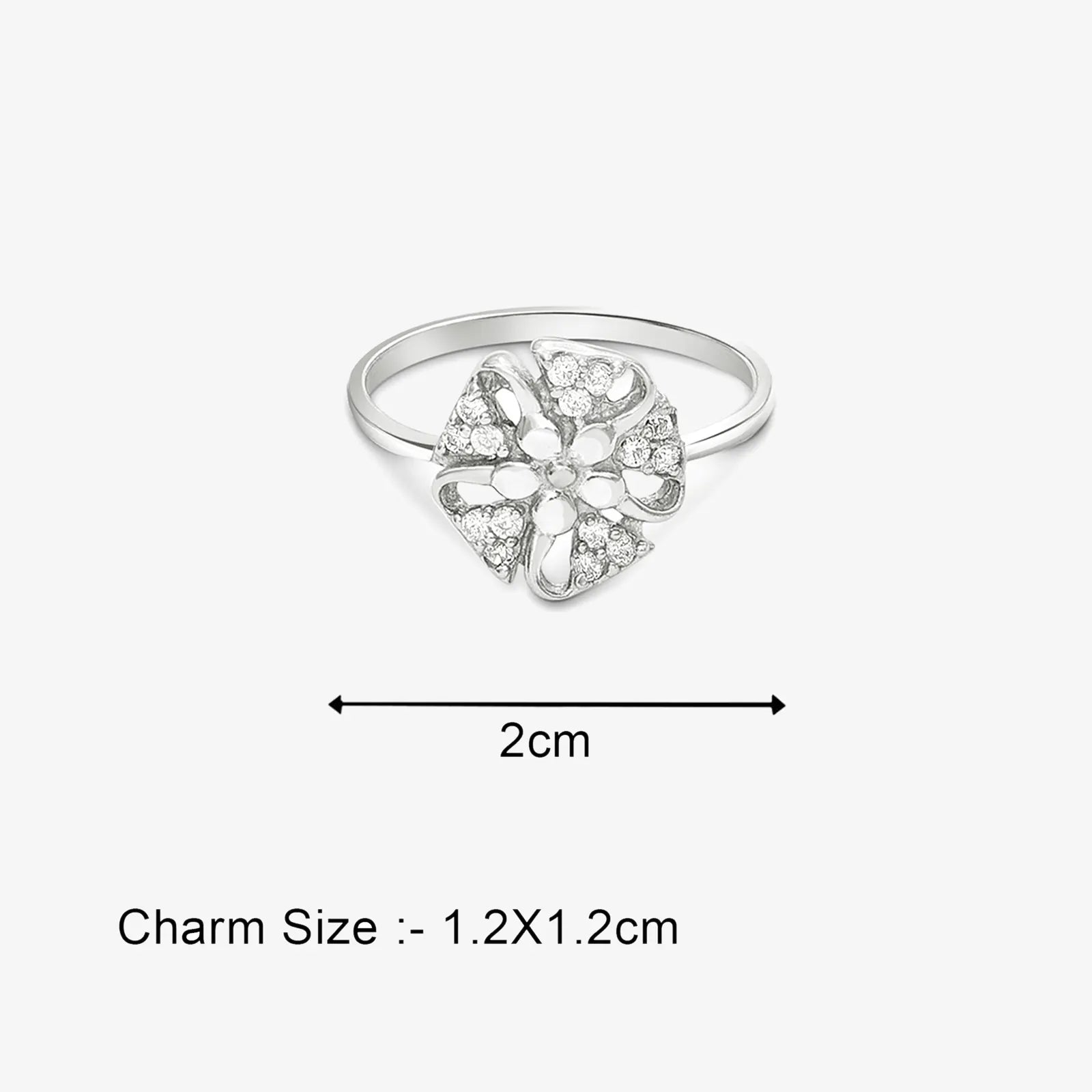 Trendy Floral CZ Silver Ring
