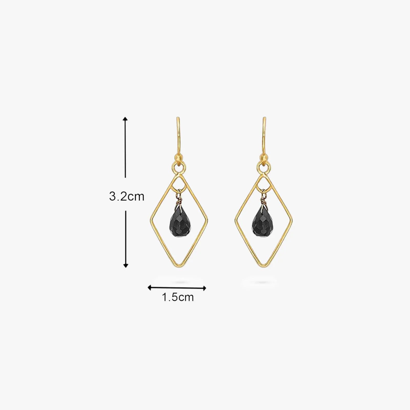 Contemporary Gold Oynx Model Earrings