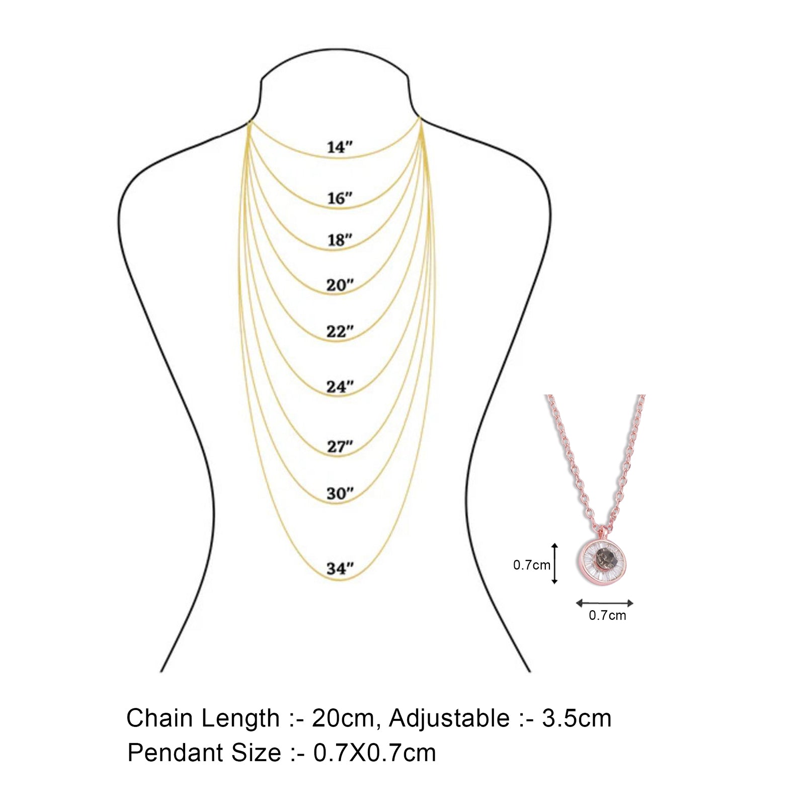 Rose Gold Plated Sea Green Stone Studded Chain Pendant