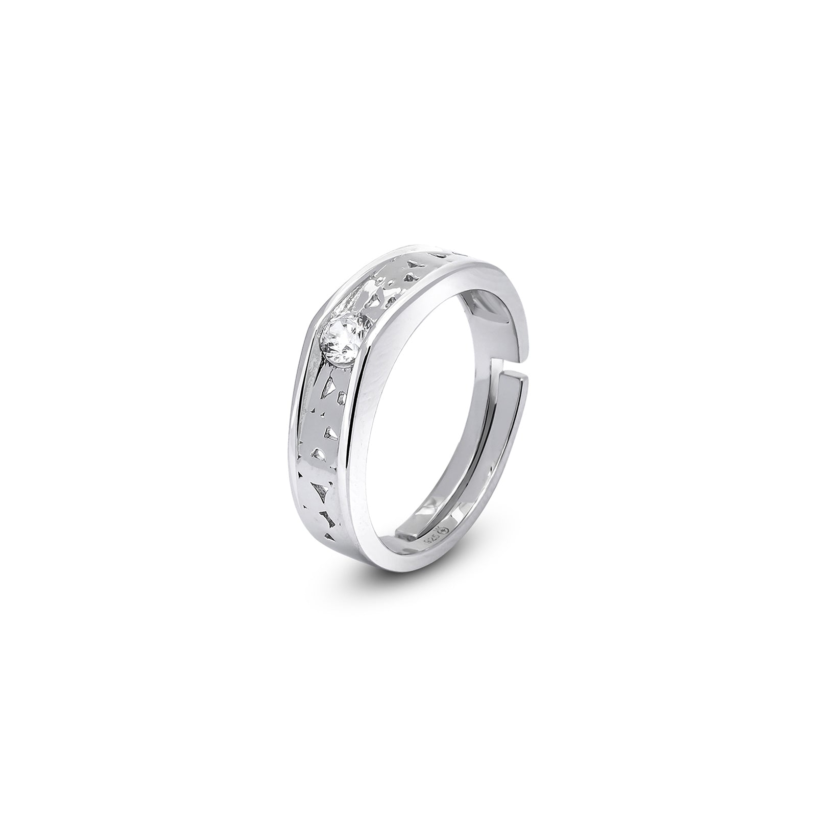 Pure 925 Sterling Silver Trendy Cz Couple Rings