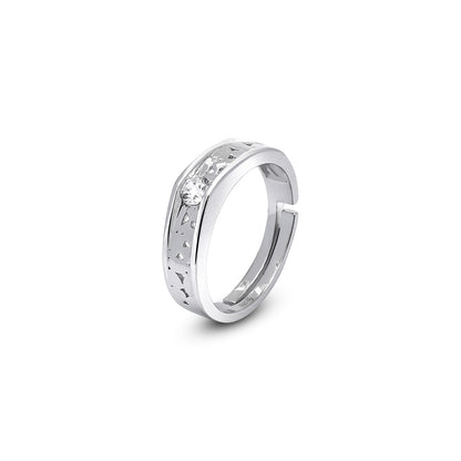 Pure 925 Sterling Silver Trendy Cz Couple Rings