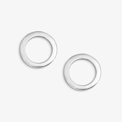 Pure Silver Stud Earrings - Polished Hoop Design