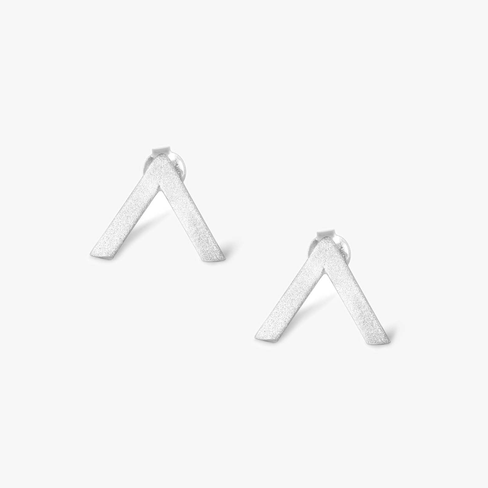 V Shaped Silver Stud Earrings - Tweov Jewels