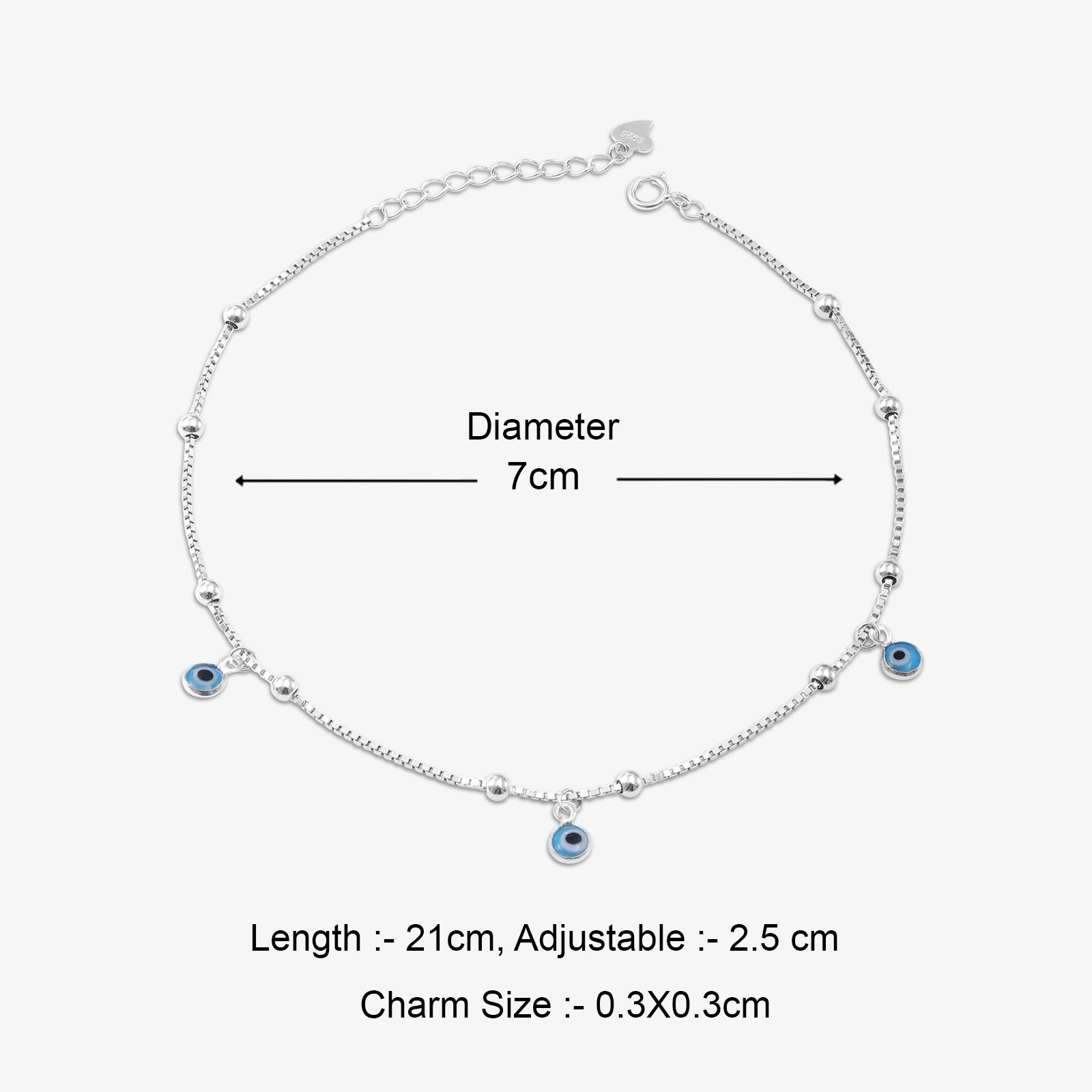 Trendy Evil Eye Silver Anklet for Women - Tweov Jewels