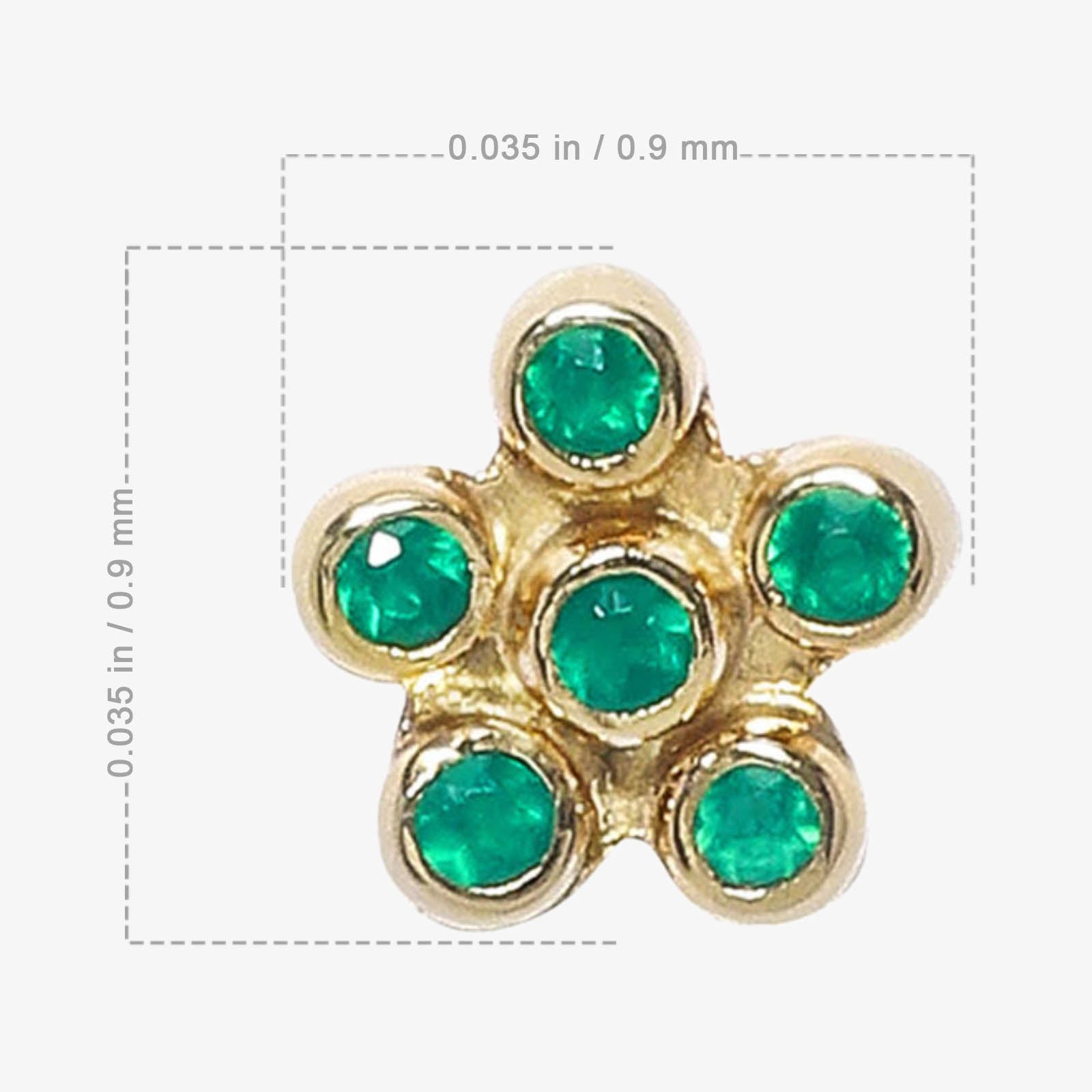Gold-Plated Floral Design Green Stone Silver Stud Earring