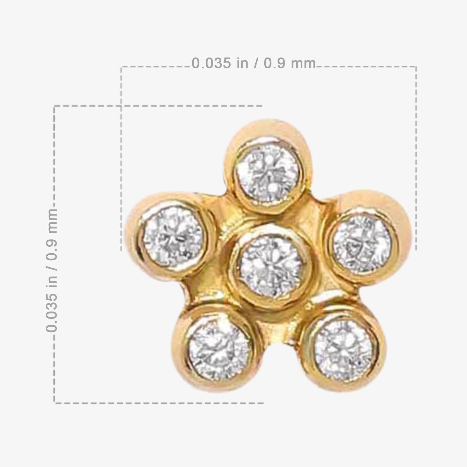 Gold Plated CZ Floral Design Silver Stud