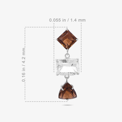 Multicut Brown AD Stone Silver Earrings