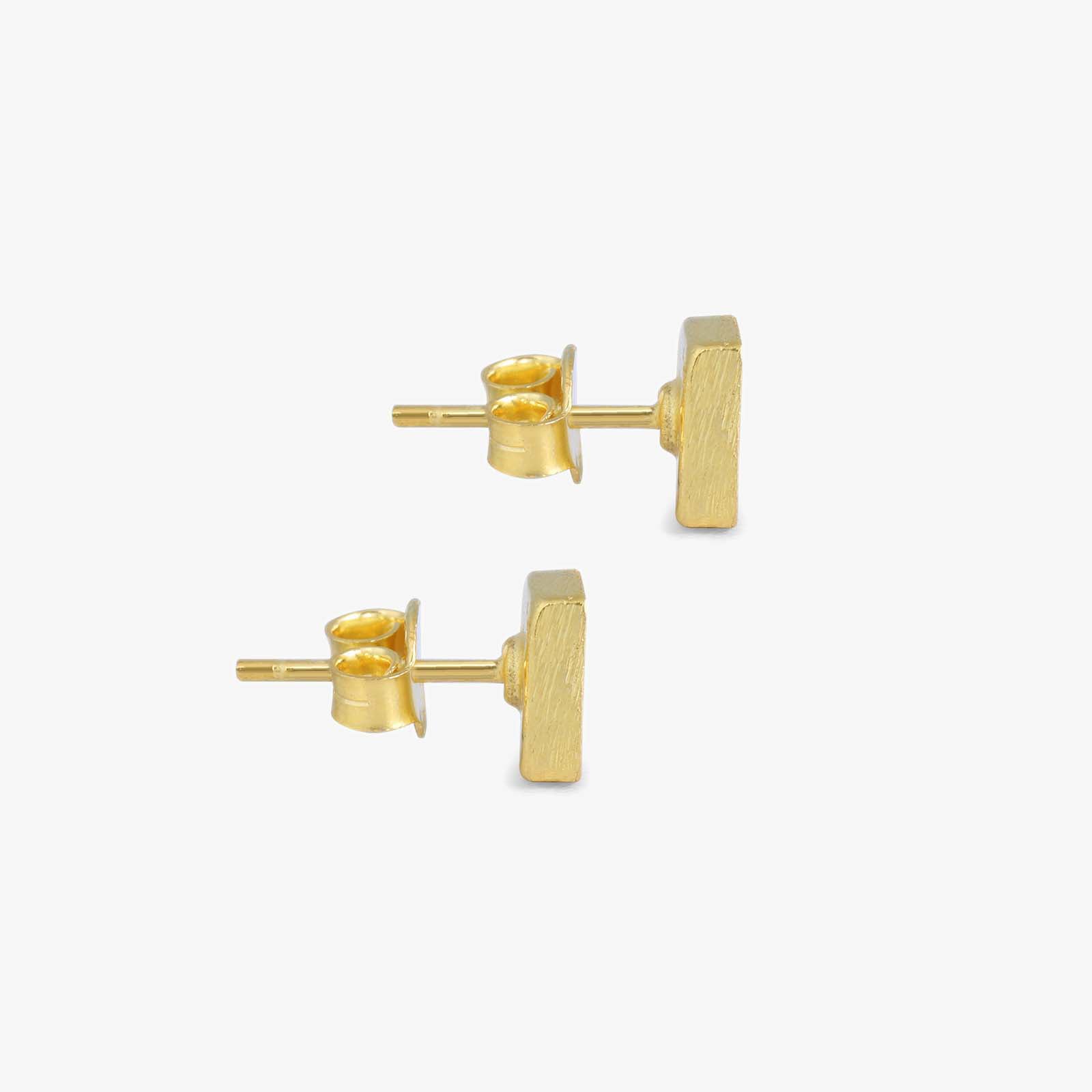 Pure Silver Stud Earrings - Gold Plated With Modern Cubes