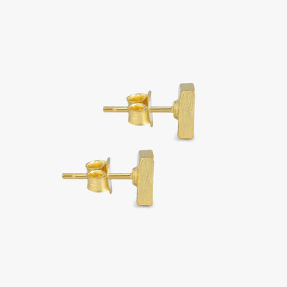 Pure Silver Stud Earrings - Gold Plated With Modern Cubes