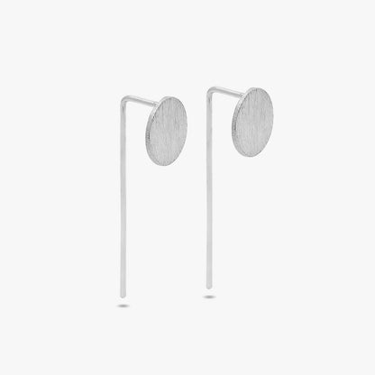 Long Solid Bar Silver Earrings