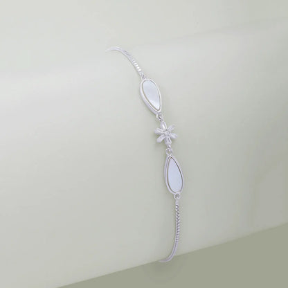 Floral Mother of Pearl Silver Bracelet - Tweov Jewels