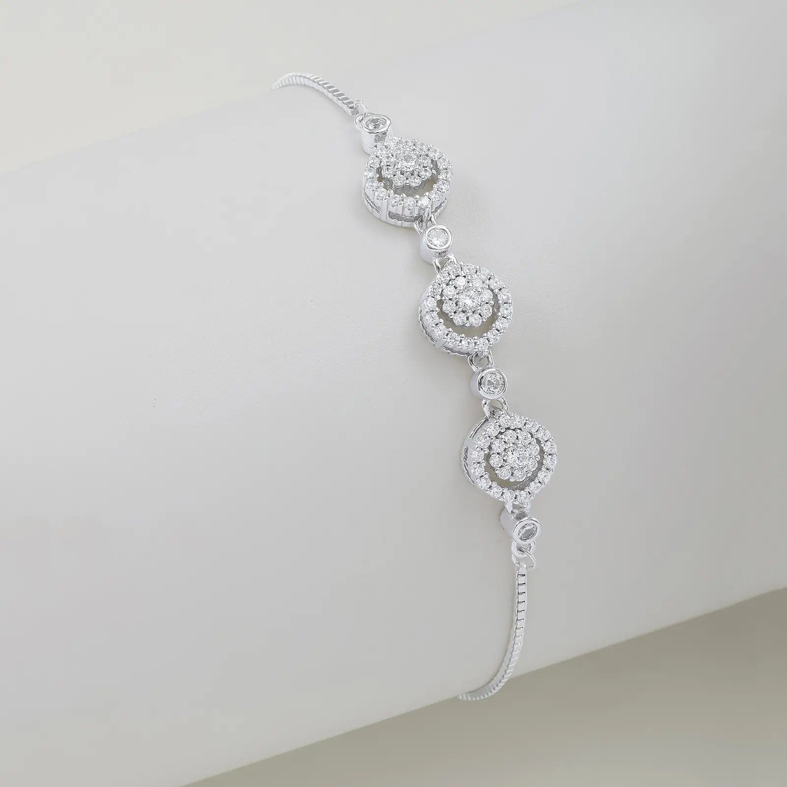 Triple Floral Silver Chain Bracelet - Tweov Jewels