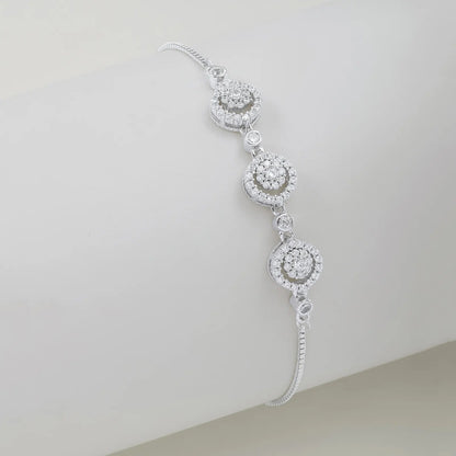 Triple Floral Silver Chain Bracelet - Tweov Jewels