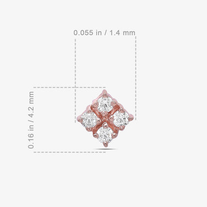 Rose Gold Square Designer Silver Stud Earrings