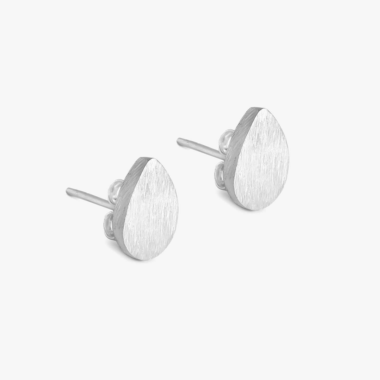 Pure Silver Stud Earrings - Dew-kissed Scratch Finish Model