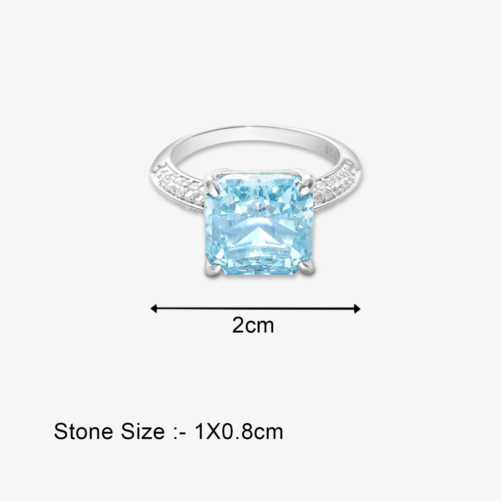 Princess Cut Blue Solitaire Silver Ring - Tweov Jewels