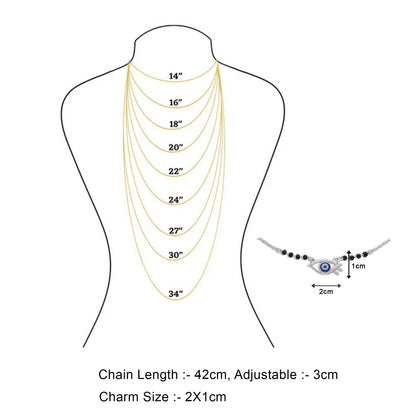Black Beads Silver Evil Eye Mangalsutra for Women