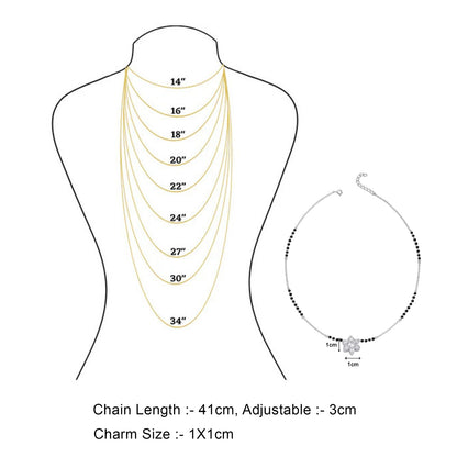 Black Crystal Beaded Floral Design Silver Mangalsutra - Tweov Jewels