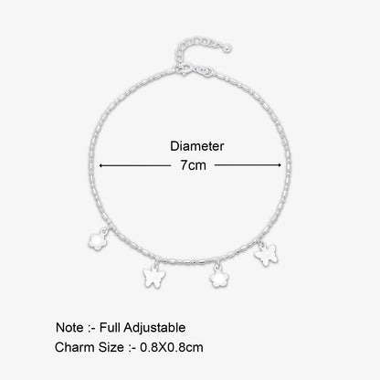 Pure 925 Silver Anklets - Butterfly Bloom Charms