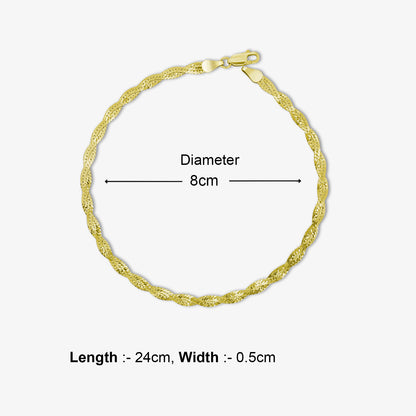 Pure Sterling Silver Gold Plated Snake Chain Anklet