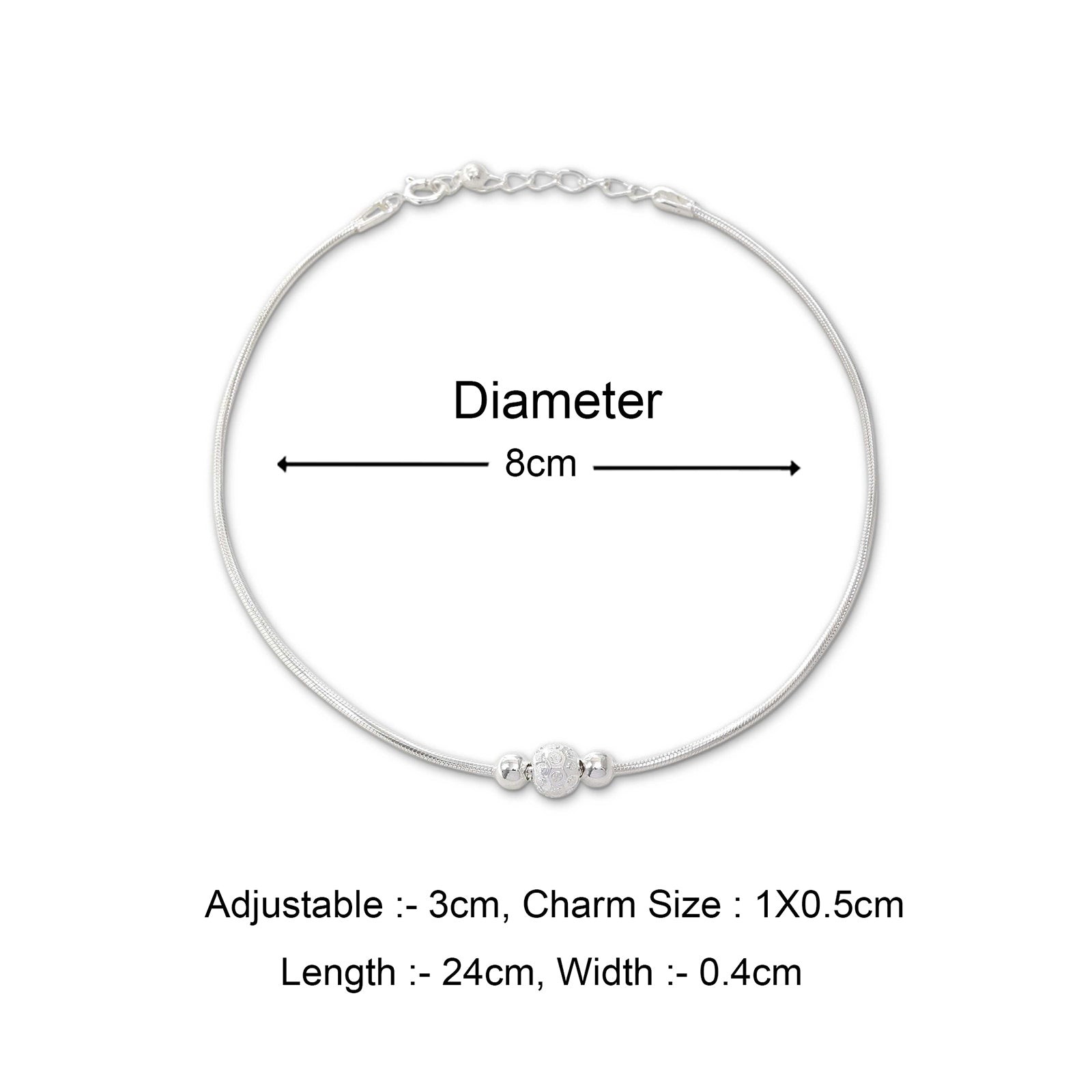 Ball Beaded Thin Silver Chain Anklet for Women - Tweov Jewels