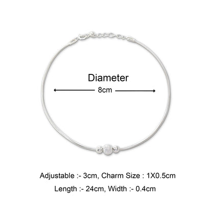 Ball Beaded Thin Silver Chain Anklet for Women - Tweov Jewels