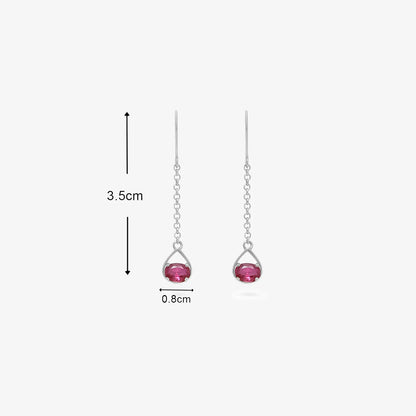 Pure Silver Earrings - Dazzling Ruby Silver Drop Model