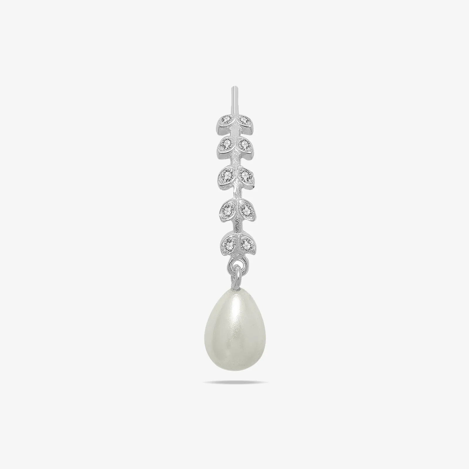 CZ Long Silver Pearl Earrings - Tweov Jewels